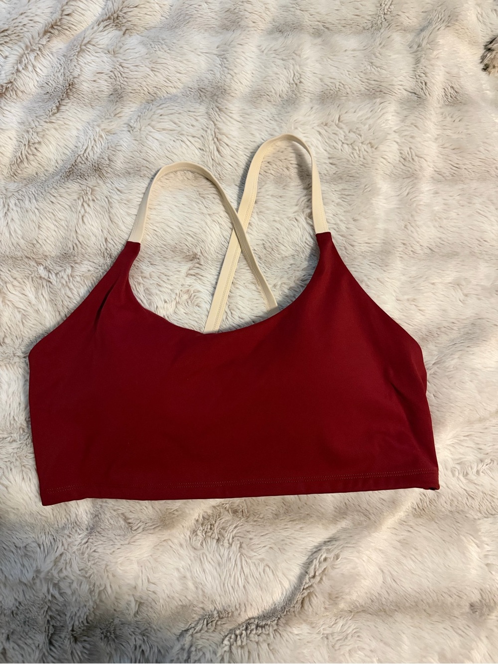 Red Crossback Bralette with Cream Straps